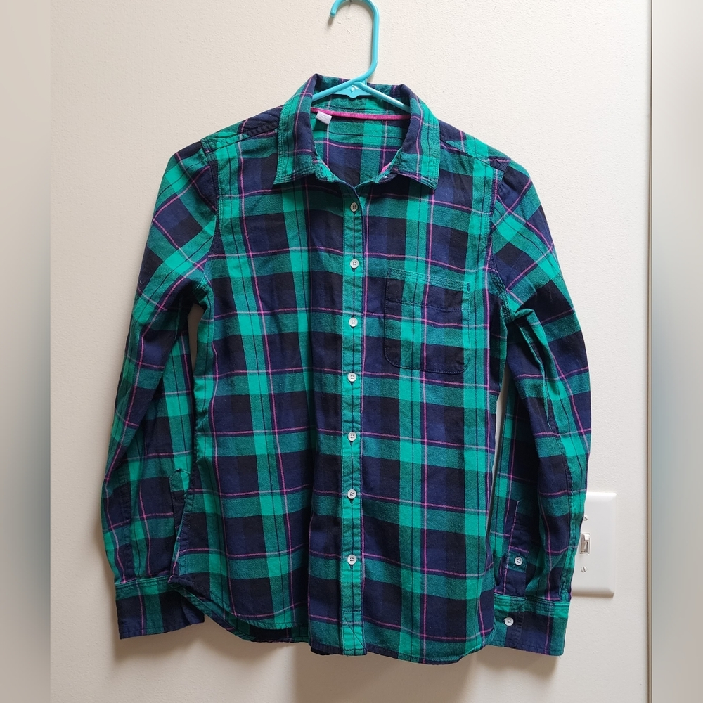 Classic Plaid Women's Button-up Shirt Size Petite Medium